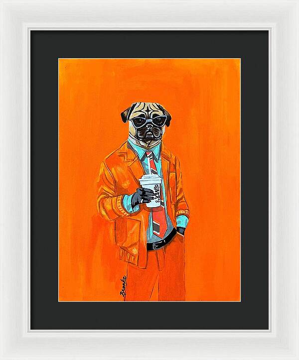 Coffee Shop Art Pug - Framed Print