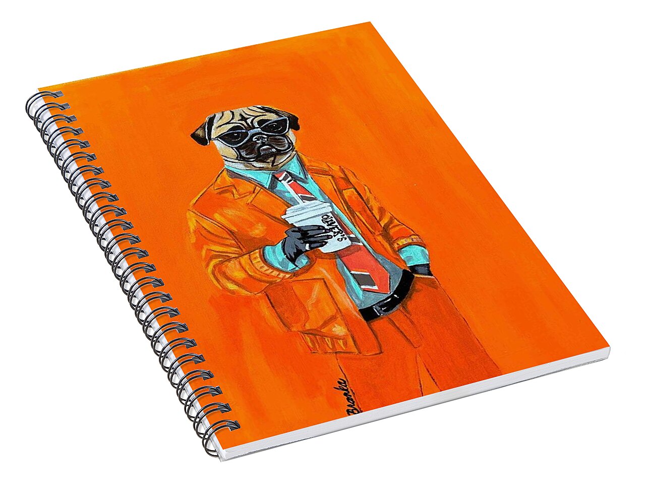 Coffee Shop Art Pug - Spiral Notebook