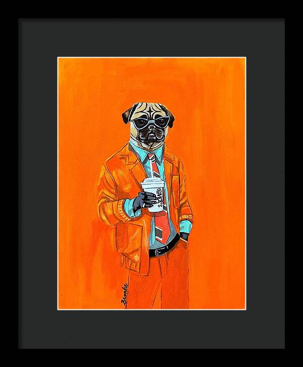 Coffee Shop Art Pug - Framed Print