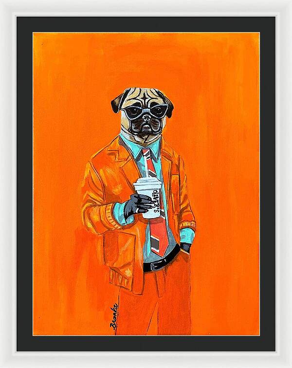 Coffee Shop Art Pug - Framed Print