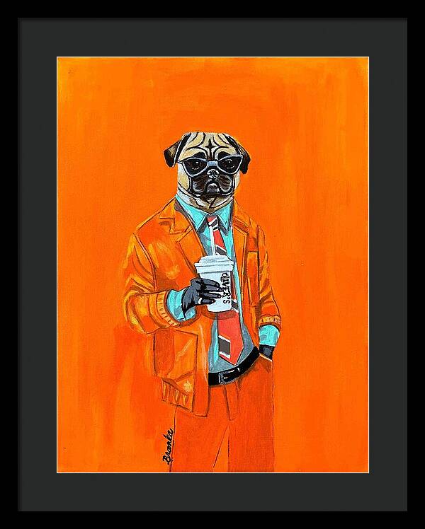 Coffee Shop Art Pug - Framed Print