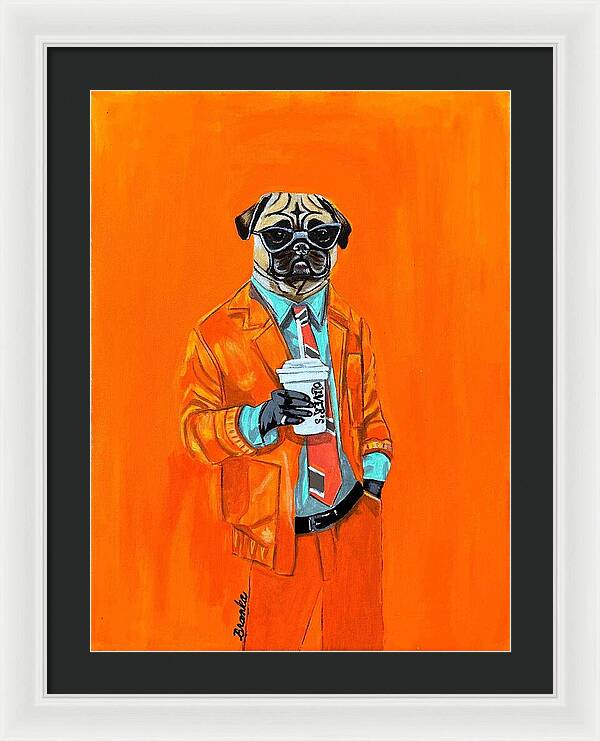 Coffee Shop Art Pug - Framed Print