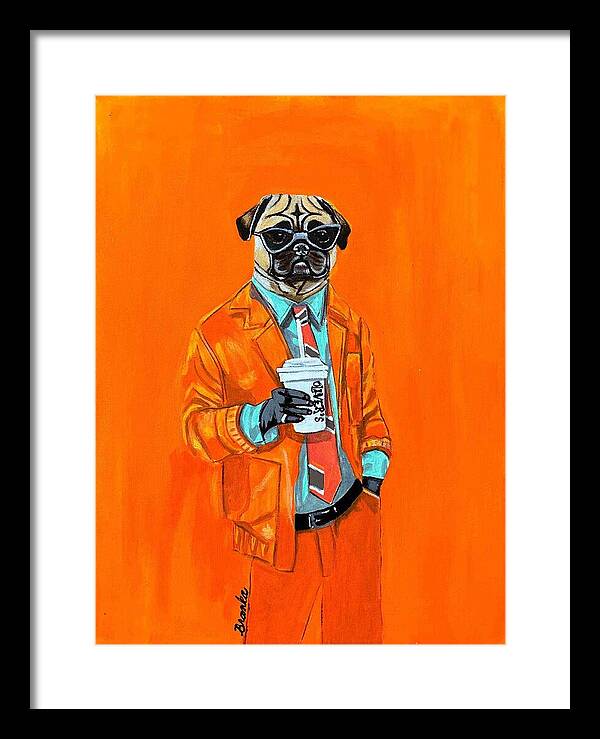 Coffee Shop Art Pug - Framed Print