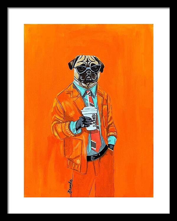 Coffee Shop Art Pug - Framed Print