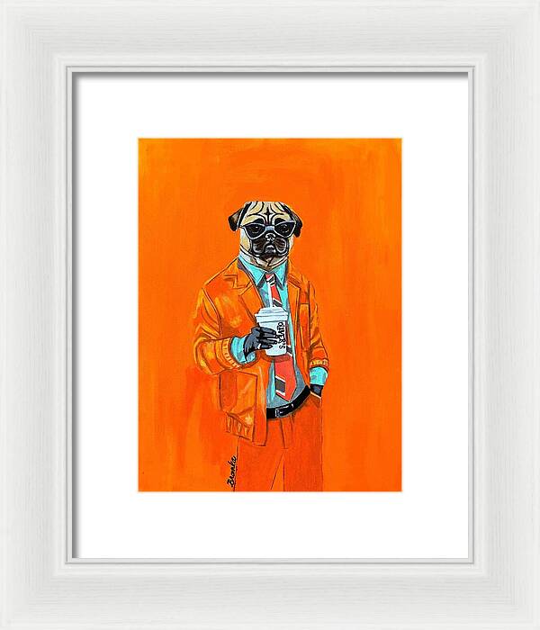 Coffee Shop Art Pug - Framed Print