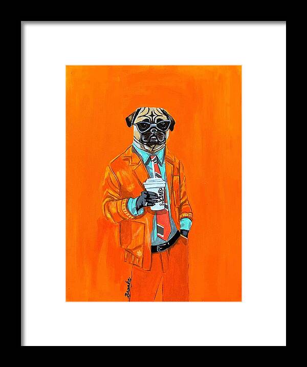 Coffee Shop Art Pug - Framed Print