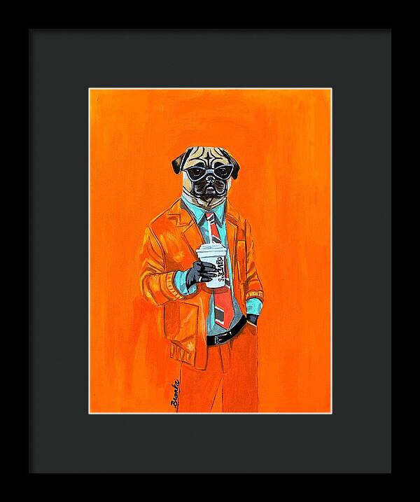 Coffee Shop Art Pug - Framed Print