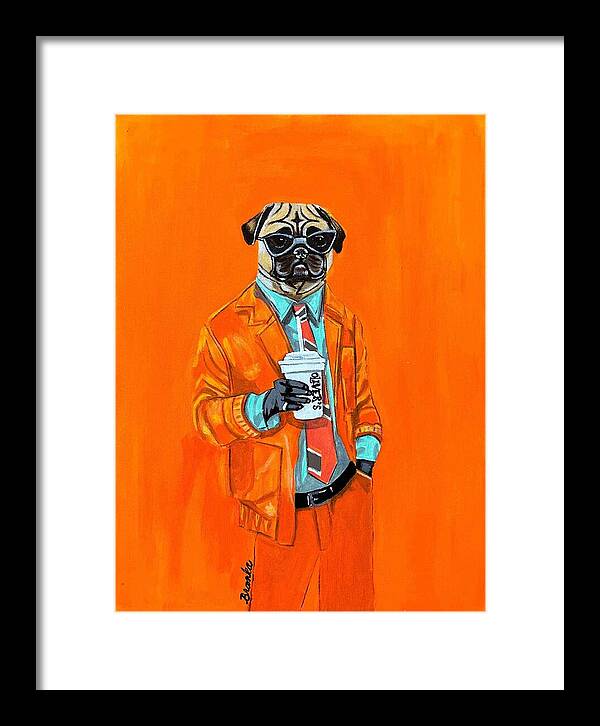 Coffee Shop Art Pug - Framed Print