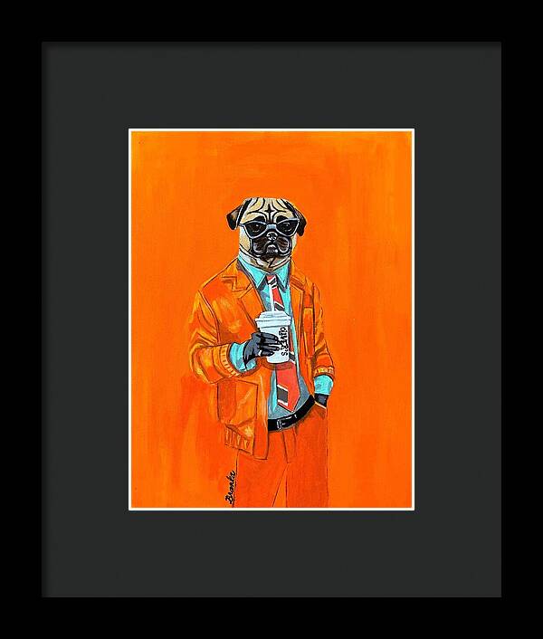 Coffee Shop Art Pug - Framed Print