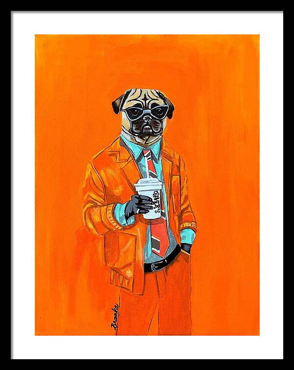 Coffee Shop Art Pug - Framed Print