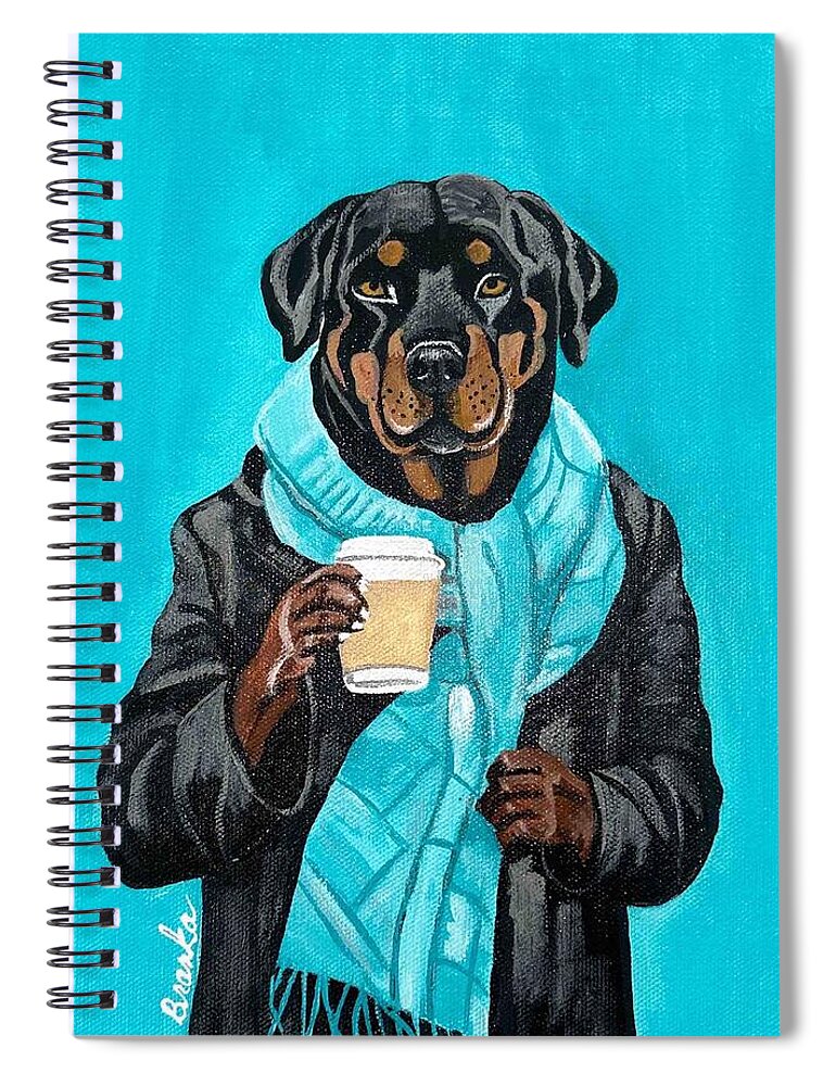 Coffee Shop Art Rottie - Spiral Notebook