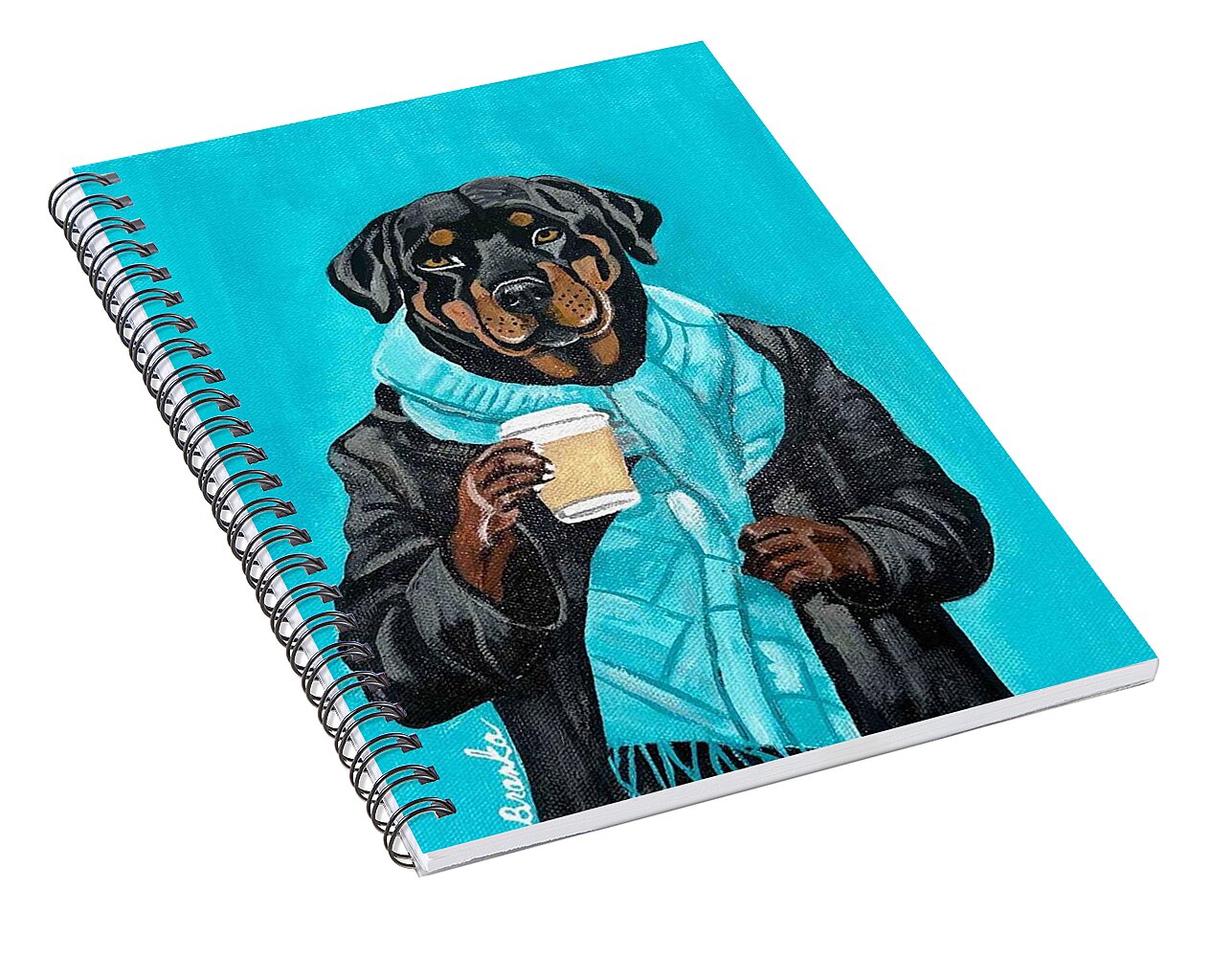 Coffee Shop Art Rottie - Spiral Notebook