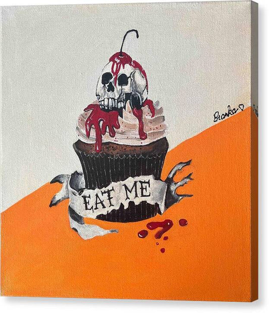 Halloween Eat Me Cupcake - Canvas Print