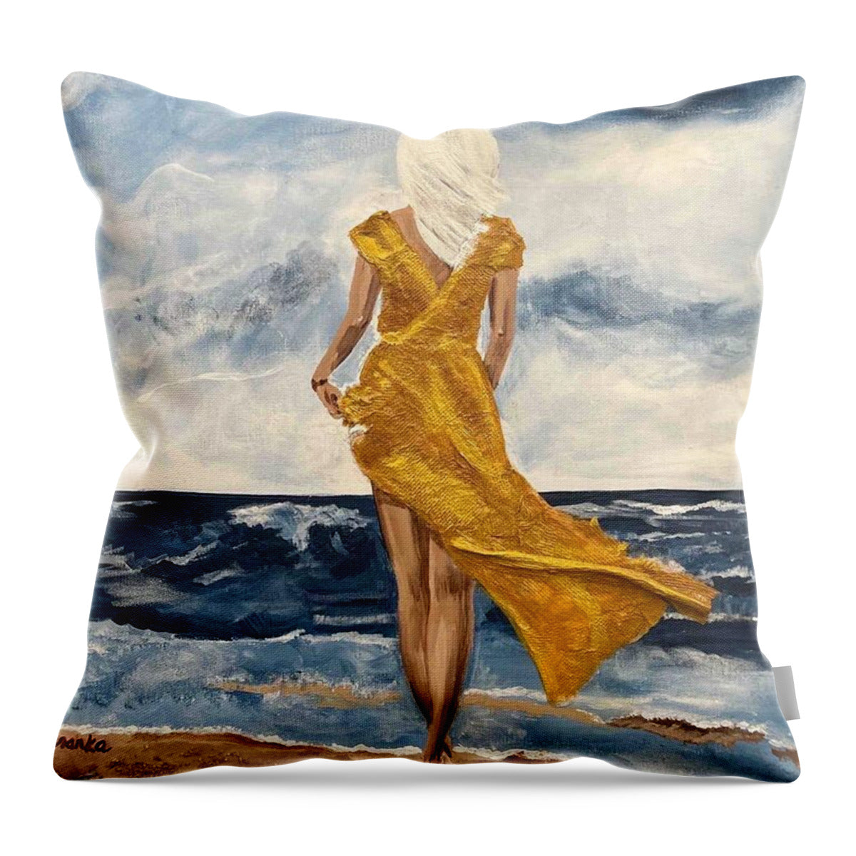 Sandy on the Beach - Throw Pillow