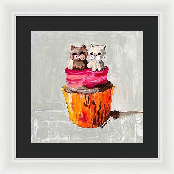 Sweet Cakes Kittens Cupcake - Framed Print