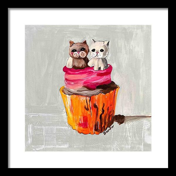 Sweet Cakes Kittens Cupcake - Framed Print