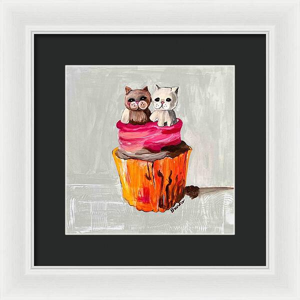 Sweet Cakes Kittens Cupcake - Framed Print