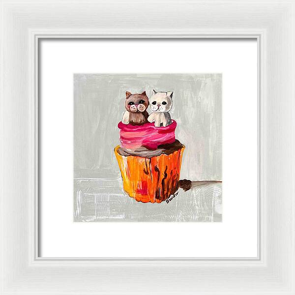 Sweet Cakes Kittens Cupcake - Framed Print