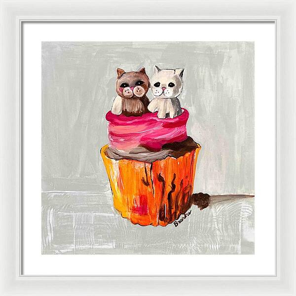 Sweet Cakes Kittens Cupcake - Framed Print