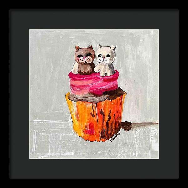 Sweet Cakes Kittens Cupcake - Framed Print