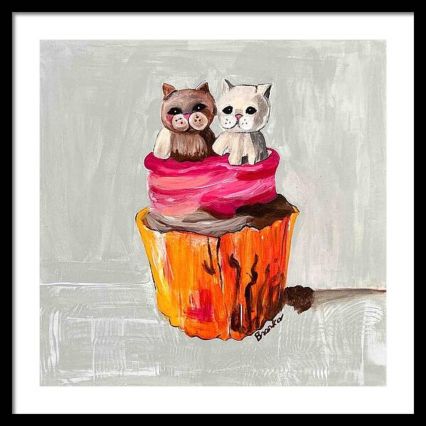 Sweet Cakes Kittens Cupcake - Framed Print