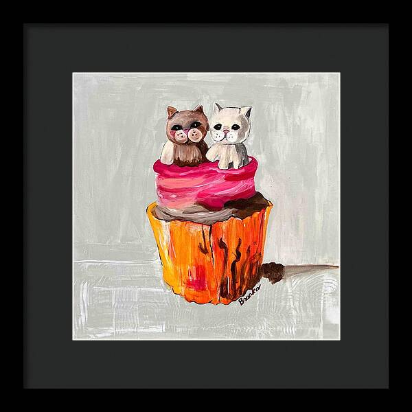 Sweet Cakes Kittens Cupcake - Framed Print