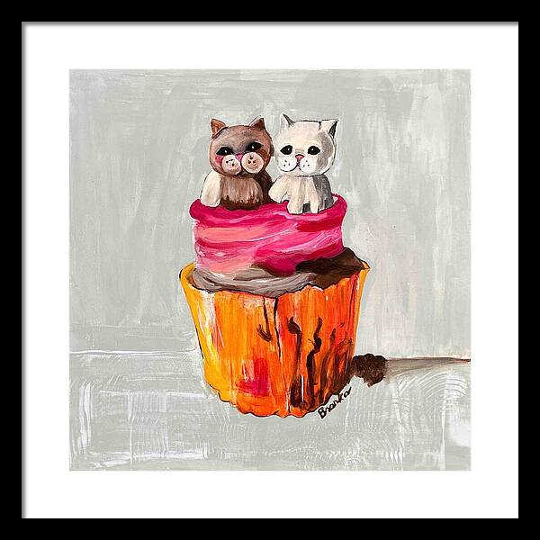 Sweet Cakes Kittens Cupcake - Framed Print