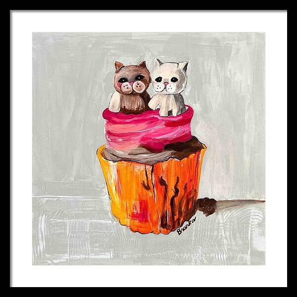 Sweet Cakes Kittens Cupcake - Framed Print