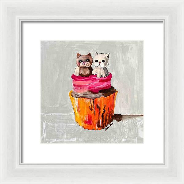 Sweet Cakes Kittens Cupcake - Framed Print