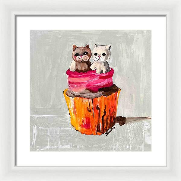 Sweet Cakes Kittens Cupcake - Framed Print