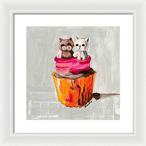 Sweet Cakes Kittens Cupcake - Framed Print