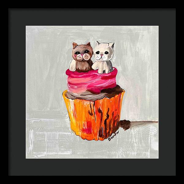 Sweet Cakes Kittens Cupcake - Framed Print