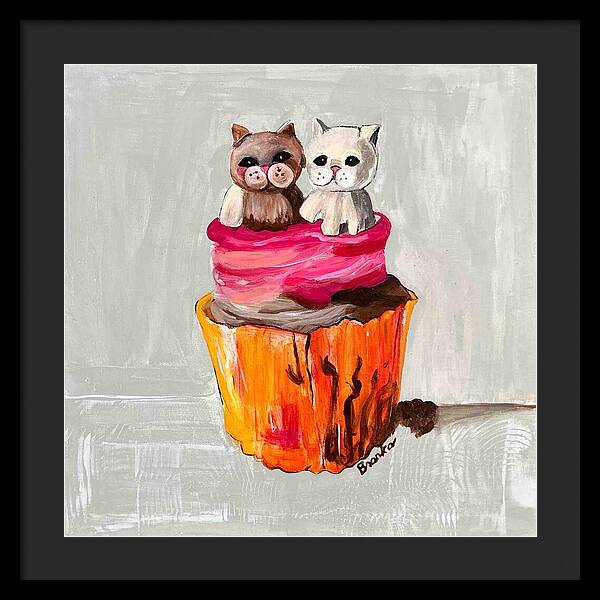 Sweet Cakes Kittens Cupcake - Framed Print