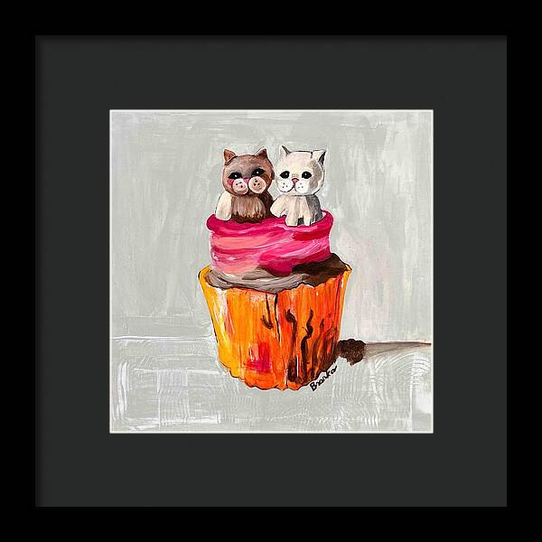 Sweet Cakes Kittens Cupcake - Framed Print