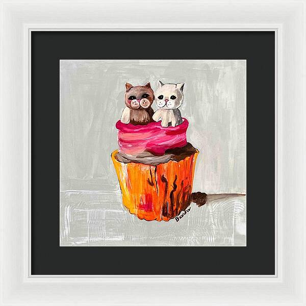 Sweet Cakes Kittens Cupcake - Framed Print