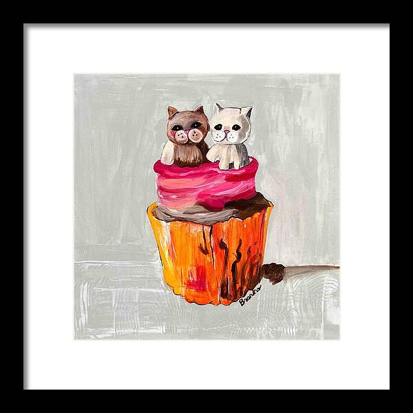 Sweet Cakes Kittens Cupcake - Framed Print