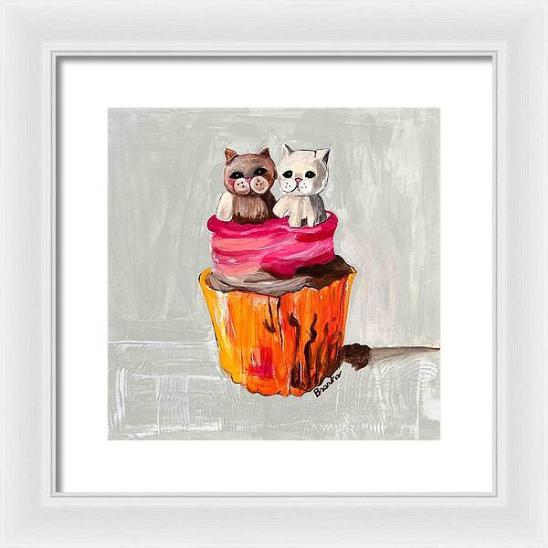 Sweet Cakes Kittens Cupcake - Framed Print