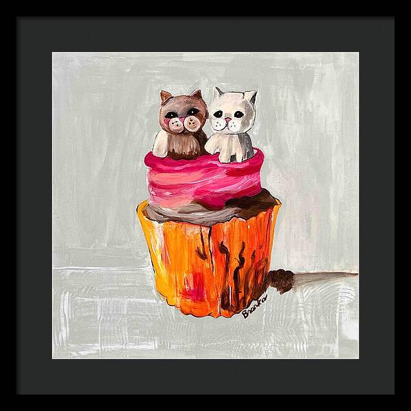 Sweet Cakes Kittens Cupcake - Framed Print