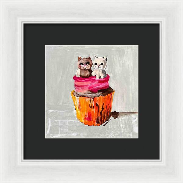 Sweet Cakes Kittens Cupcake - Framed Print