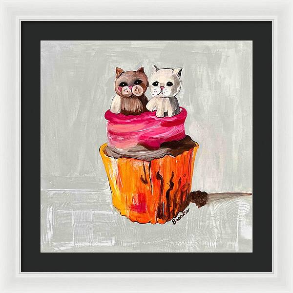 Sweet Cakes Kittens Cupcake - Framed Print