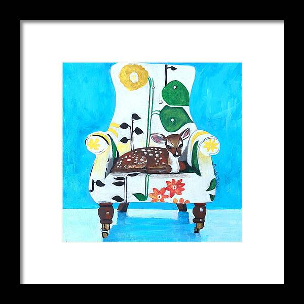 Baby dear on-a chair - Framed Print