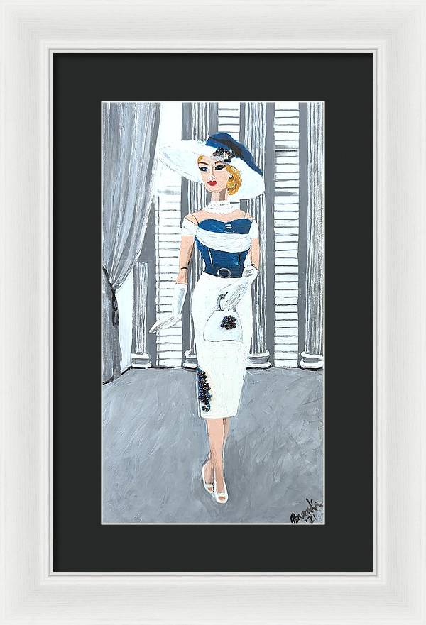 Barbie in White and Blue - Framed Print