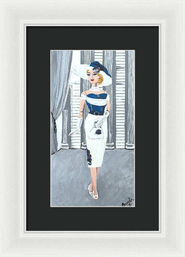 Barbie in White and Blue - Framed Print