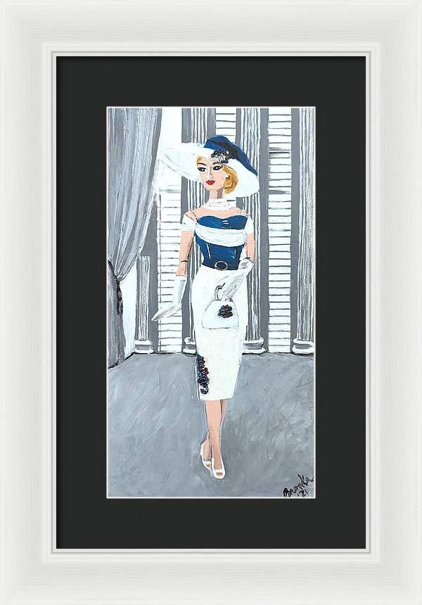 Barbie in White and Blue - Framed Print