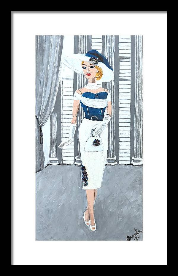 Barbie in White and Blue - Framed Print