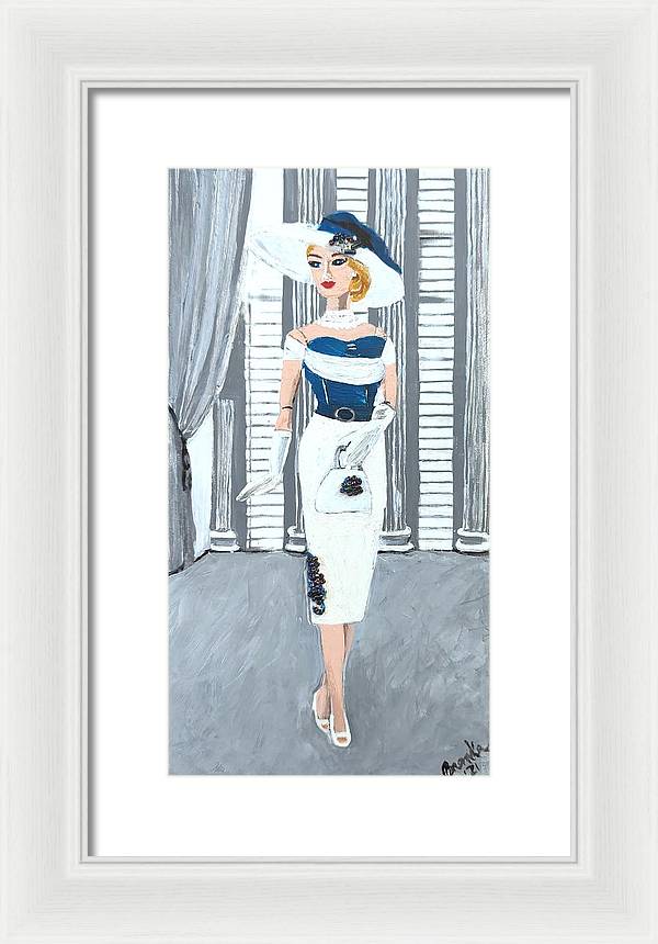 Barbie in White and Blue - Framed Print