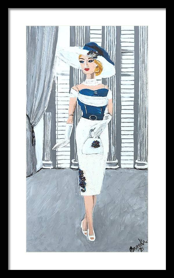 Barbie in White and Blue - Framed Print