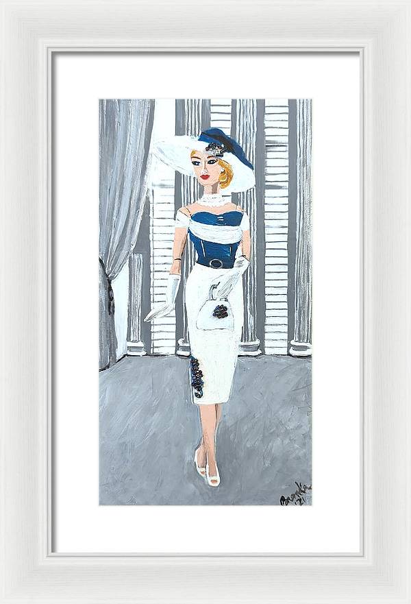 Barbie in White and Blue - Framed Print