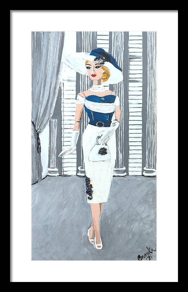 Barbie in White and Blue - Framed Print