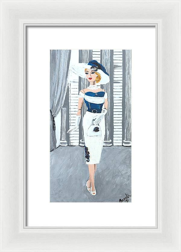 Barbie in White and Blue - Framed Print